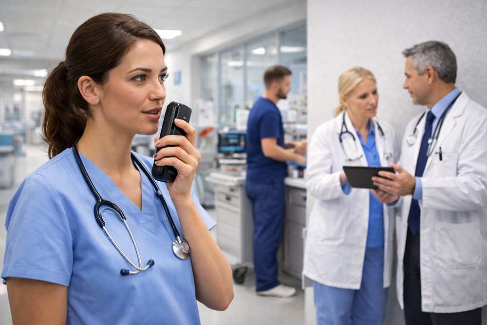 Hospital Staff Using VOIP Intercom