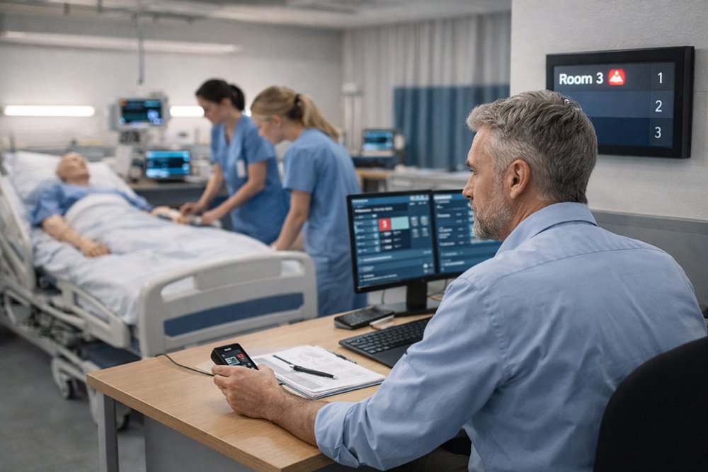 Instructor-monitoring-a-Simulation-Nurse-Call-System-during-clinical-training
